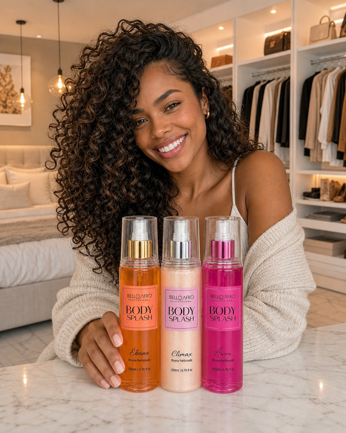 Kit Body Splash Bello Afro Ébano, Clímax e Aurora 3x200ml